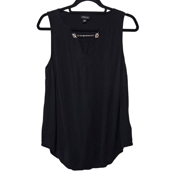 Torrid Sleeveless Top Black Size 0 Notched Neck Removable Chain - Picture 1 of 5